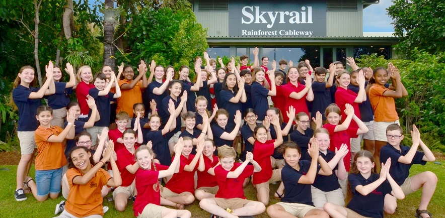 School Students in front of Skyrail