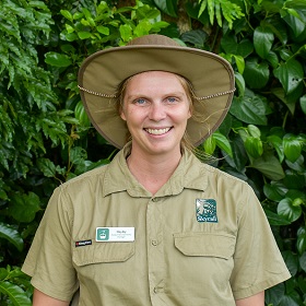 Female ranger in full uniform. Meet Skyrail Ranger Hayley